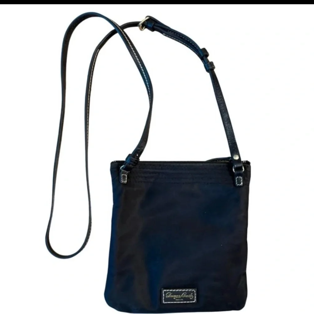 Dooney & Bourke Purse North South 3 Zipper Nylon Crossbody Leather Strap